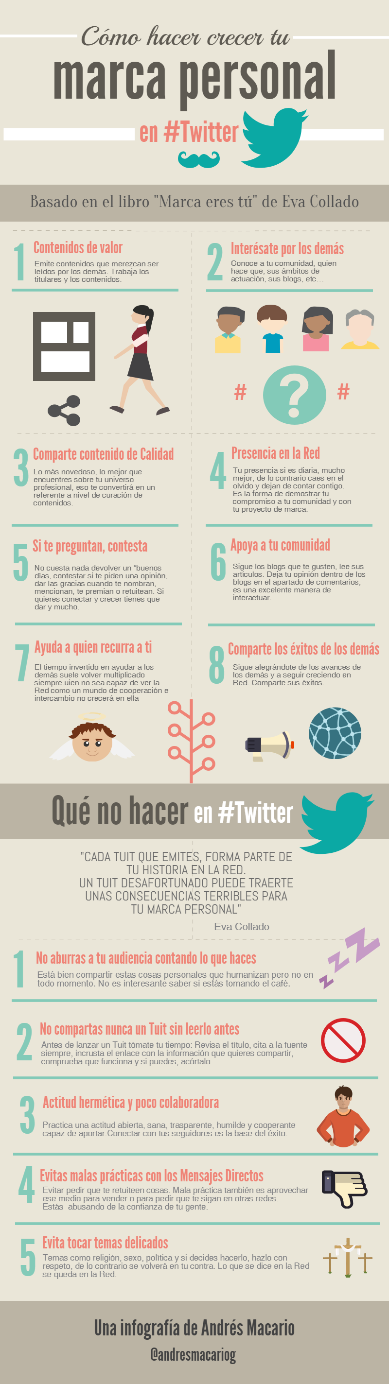 Como hacer crecer tu marca personal en Twitter - infografia Andres Macario
